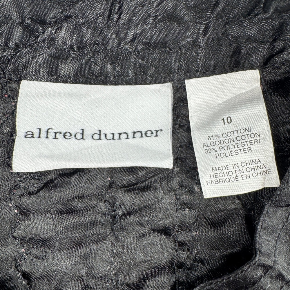 Alfred Dunner Womens Red Black Damask Quilted Open Front Jacket Size 10 - Picture 4 of 7